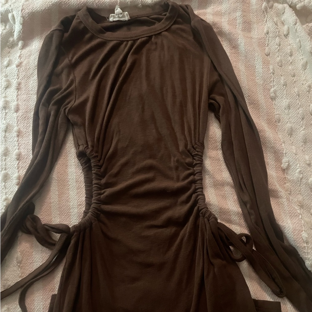 Stylish Brown Ribbed dress